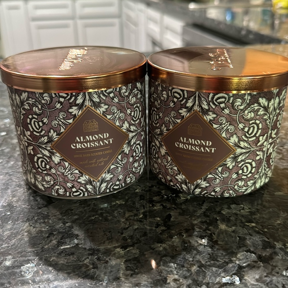 Bath and body works almond croissant candles. New.